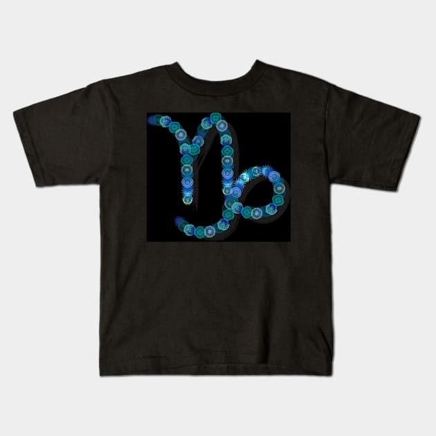 Spirograph Capricorn Zodiac Horoscope Symbol Kids T-Shirt by RachelEDesigns